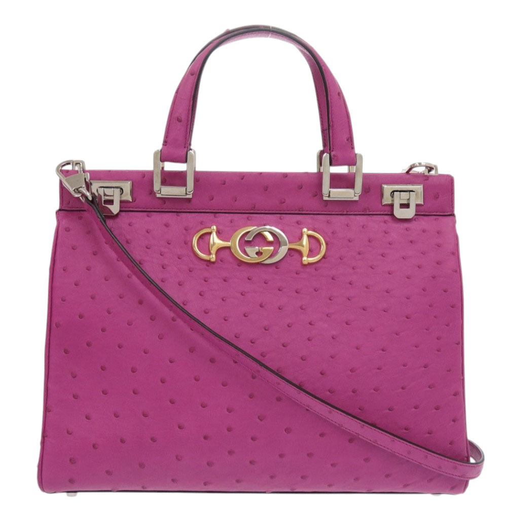 Gucci Zumi ostrich purple handbag